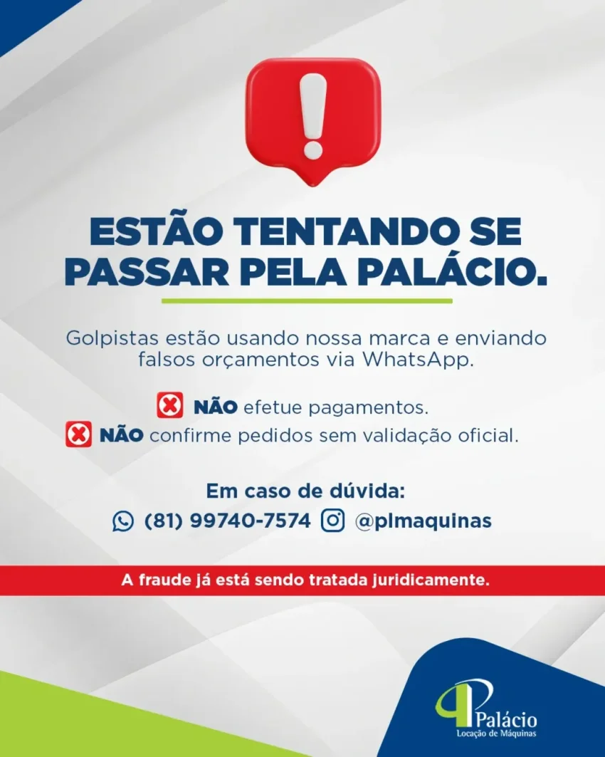 ALERTA IMPORTANTE - Estão tentando se passar pela palácio.